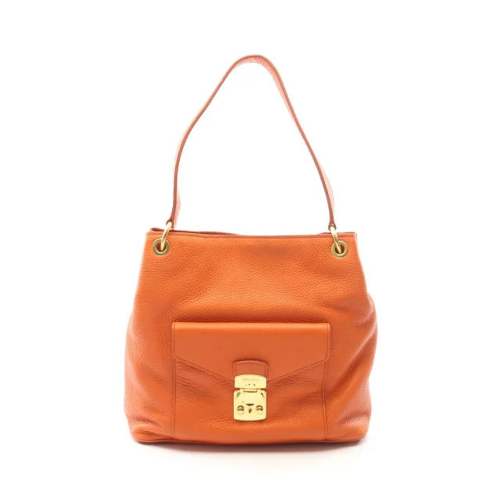 Miu Miu VITELLO PHENIX Shoulder Bag Leather Orange
